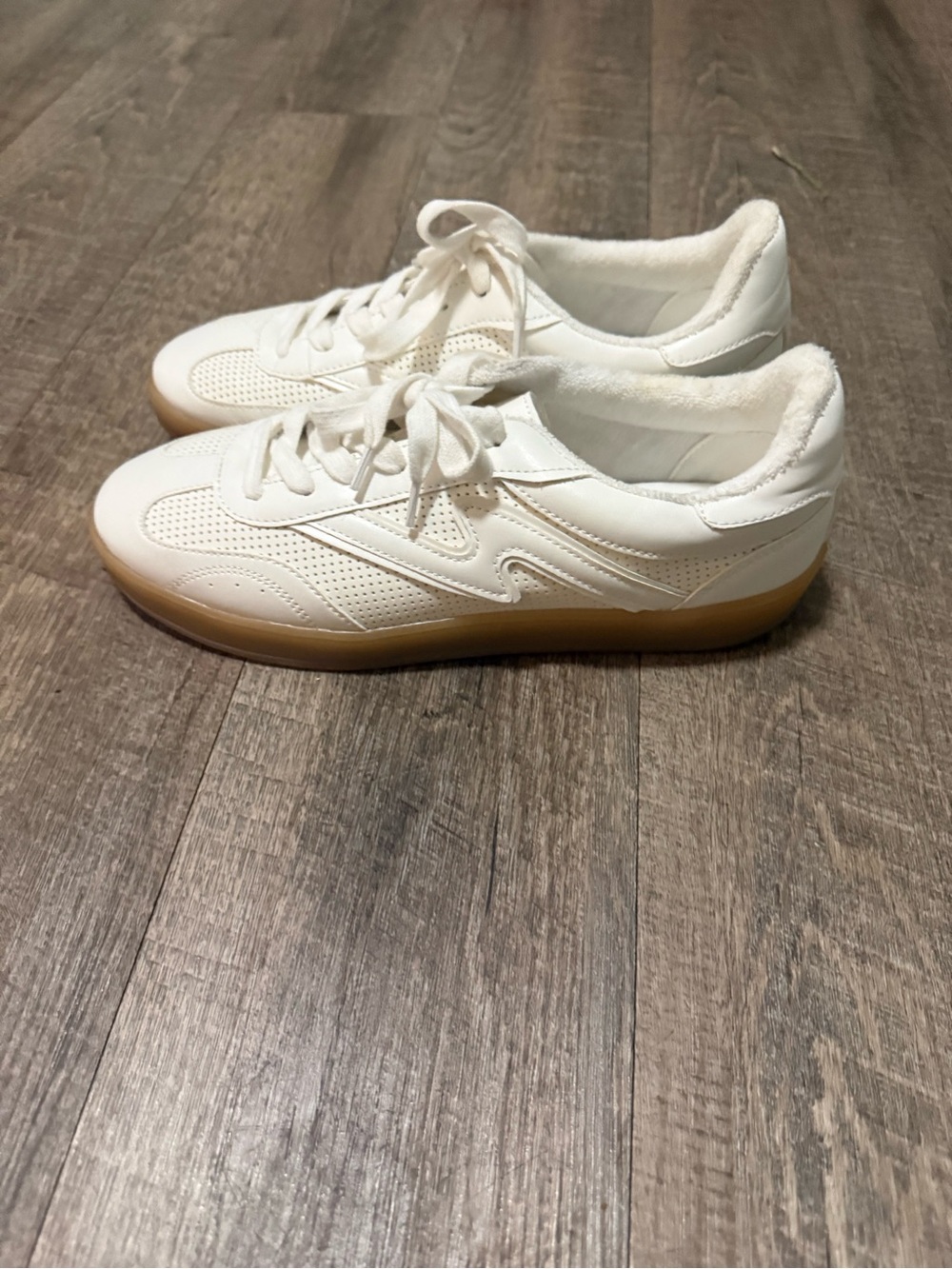 Madden Girl women’s White Sneakers with Gum Sole - Comfortable Lace-Up shoes